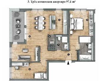 Германия. Дюссельдорф. 3-х комнатная квартира